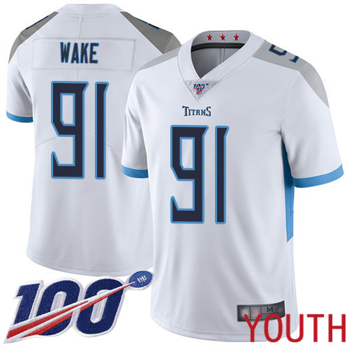 Tennessee Titans Limited White Youth Cameron Wake Road Jersey NFL Football #91 100th Season Vapor Untouchable->youth nfl jersey->Youth Jersey